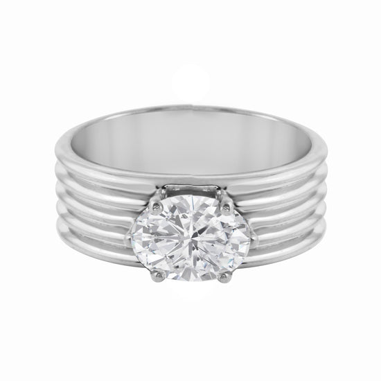 Oval Diamond Wide Ribbed Band Engagement Ring Setting-Engagement Ring-Ashley Schenkein Jewelry Design