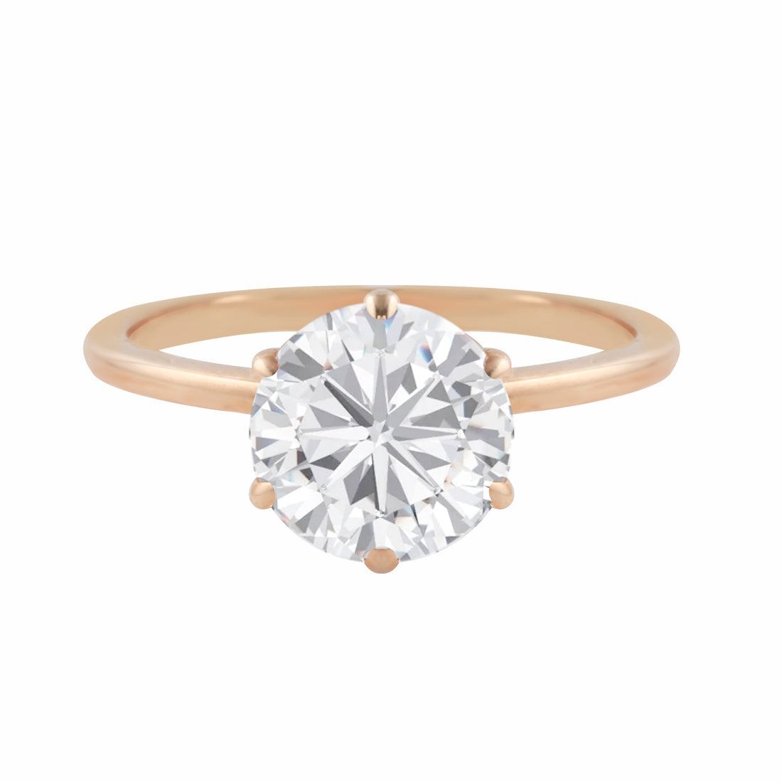 Round Diamond Six Prong Solitaire Engagement Ring Setting-Engagement Ring-Ashley Schenkein Jewelry Design