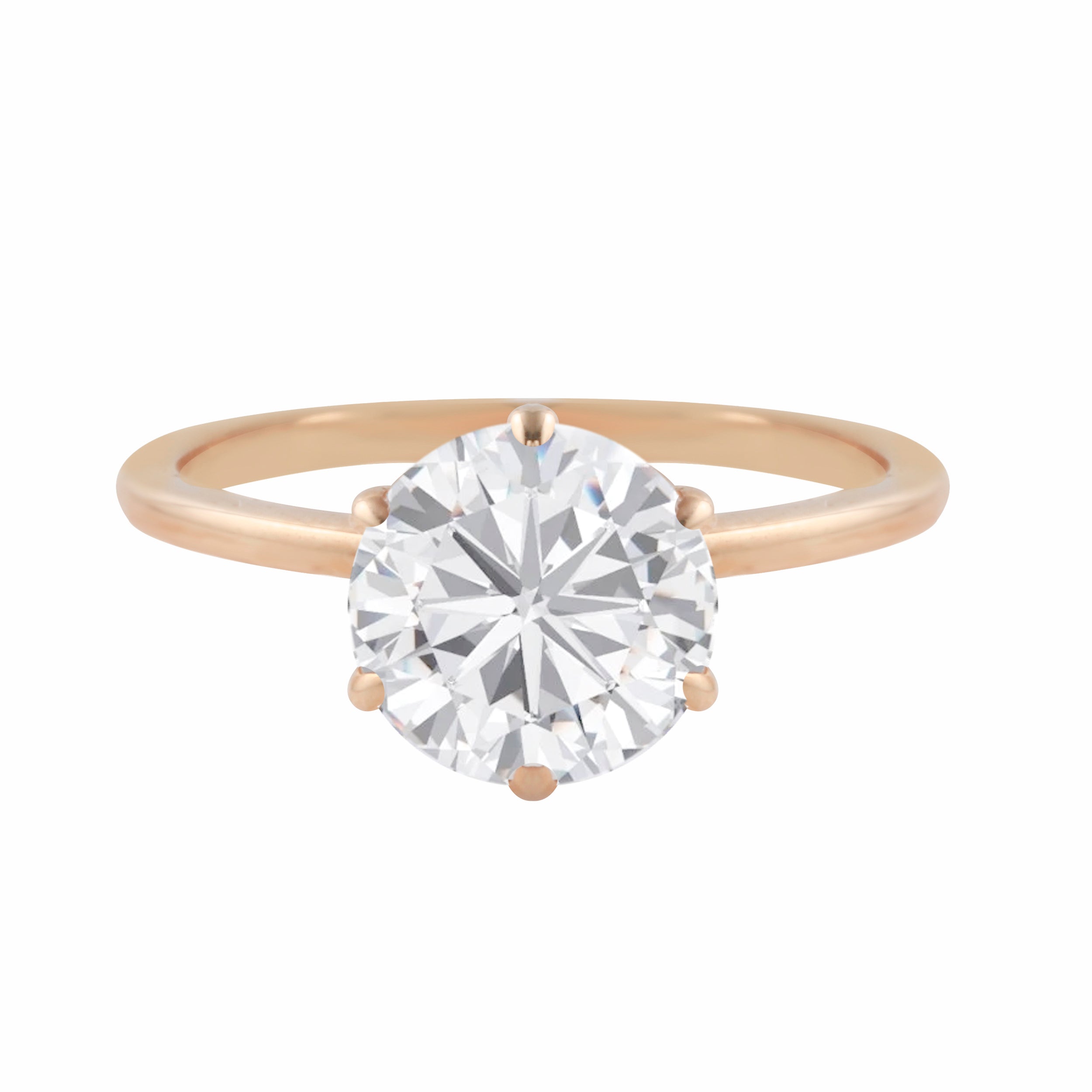 Round Diamond Six Prong Solitaire Engagement Ring Setting-Engagement Ring-Ashley Schenkein Jewelry Design