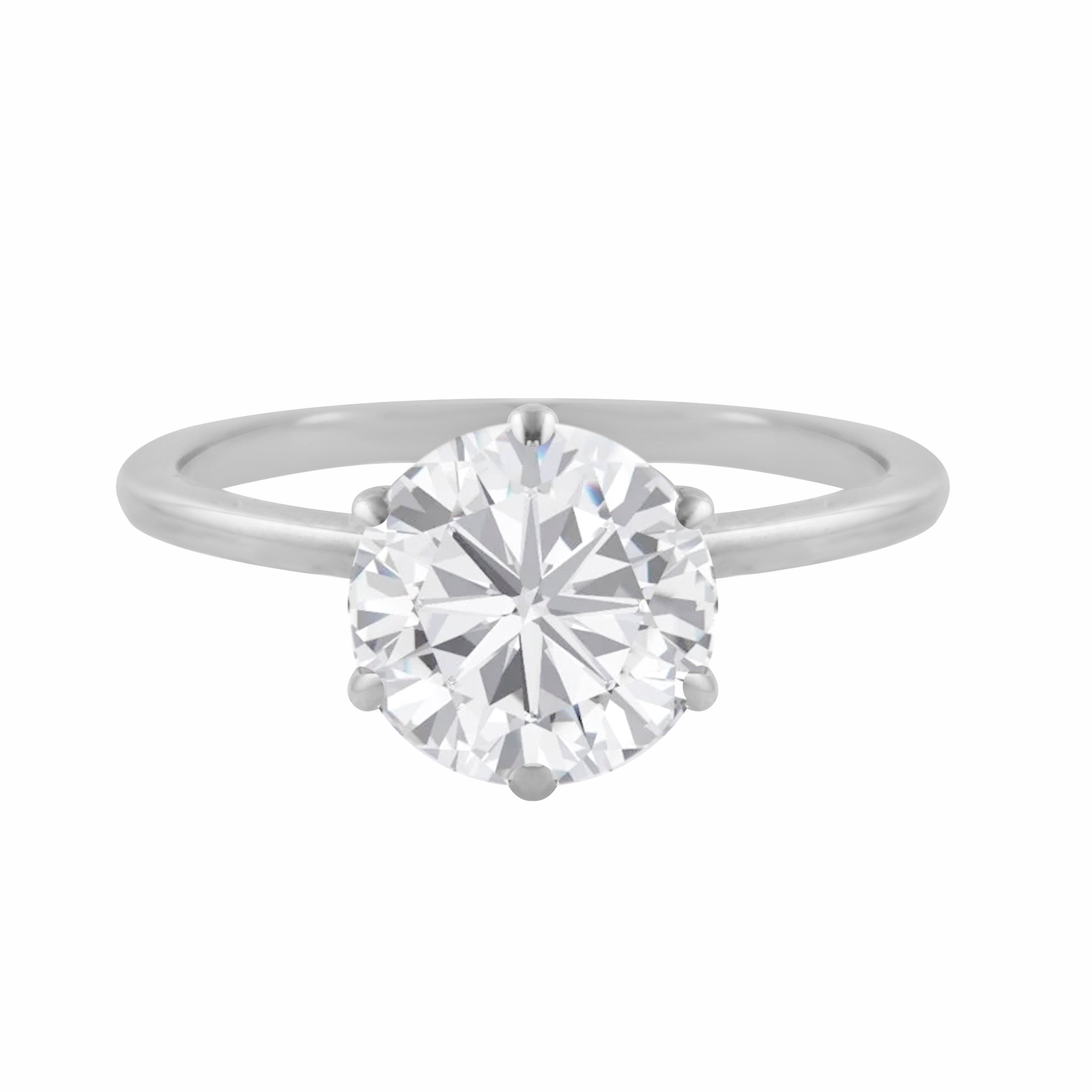 Round Diamond Six Prong Solitaire Engagement Ring Setting-Engagement Ring-Ashley Schenkein Jewelry Design