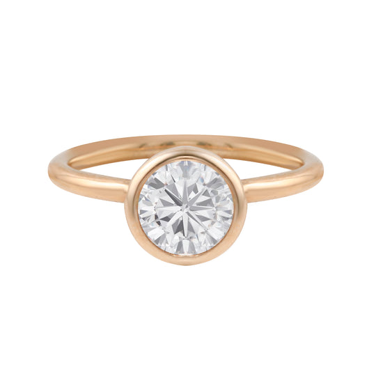 Round Brilliant-Cut Diamond Bezel Engagement Ring Setting-Engagement Ring-Ashley Schenkein Jewelry Design