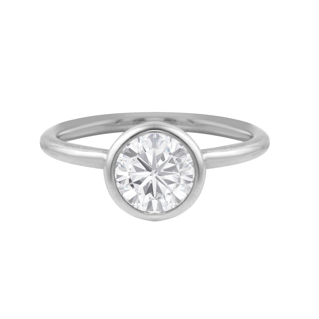 Round Brilliant-Cut Diamond Bezel Engagement Ring Setting-Engagement Ring-Ashley Schenkein Jewelry Design