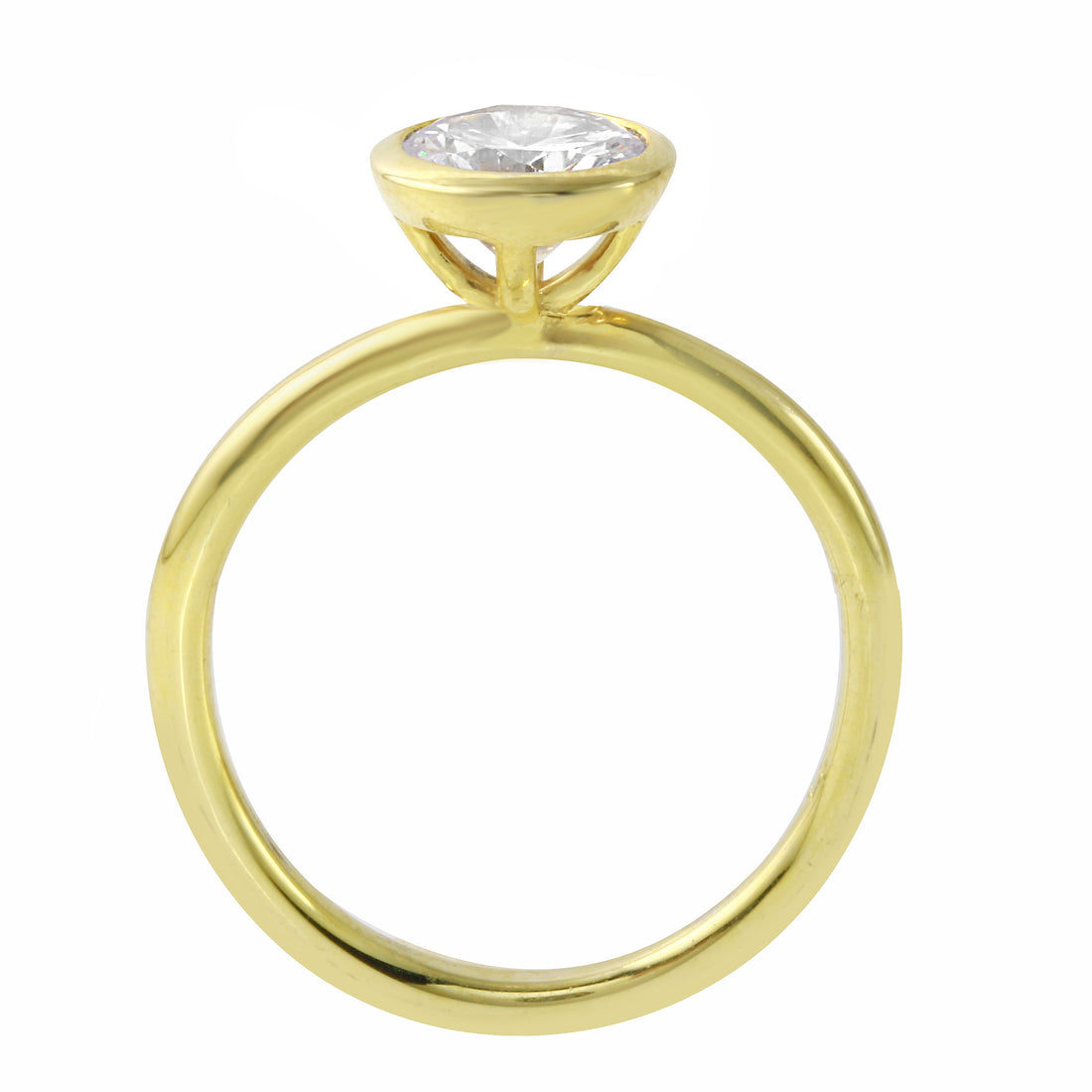 Round Brilliant-Cut Diamond Bezel Engagement Ring Setting-Engagement Ring-Ashley Schenkein Jewelry Design