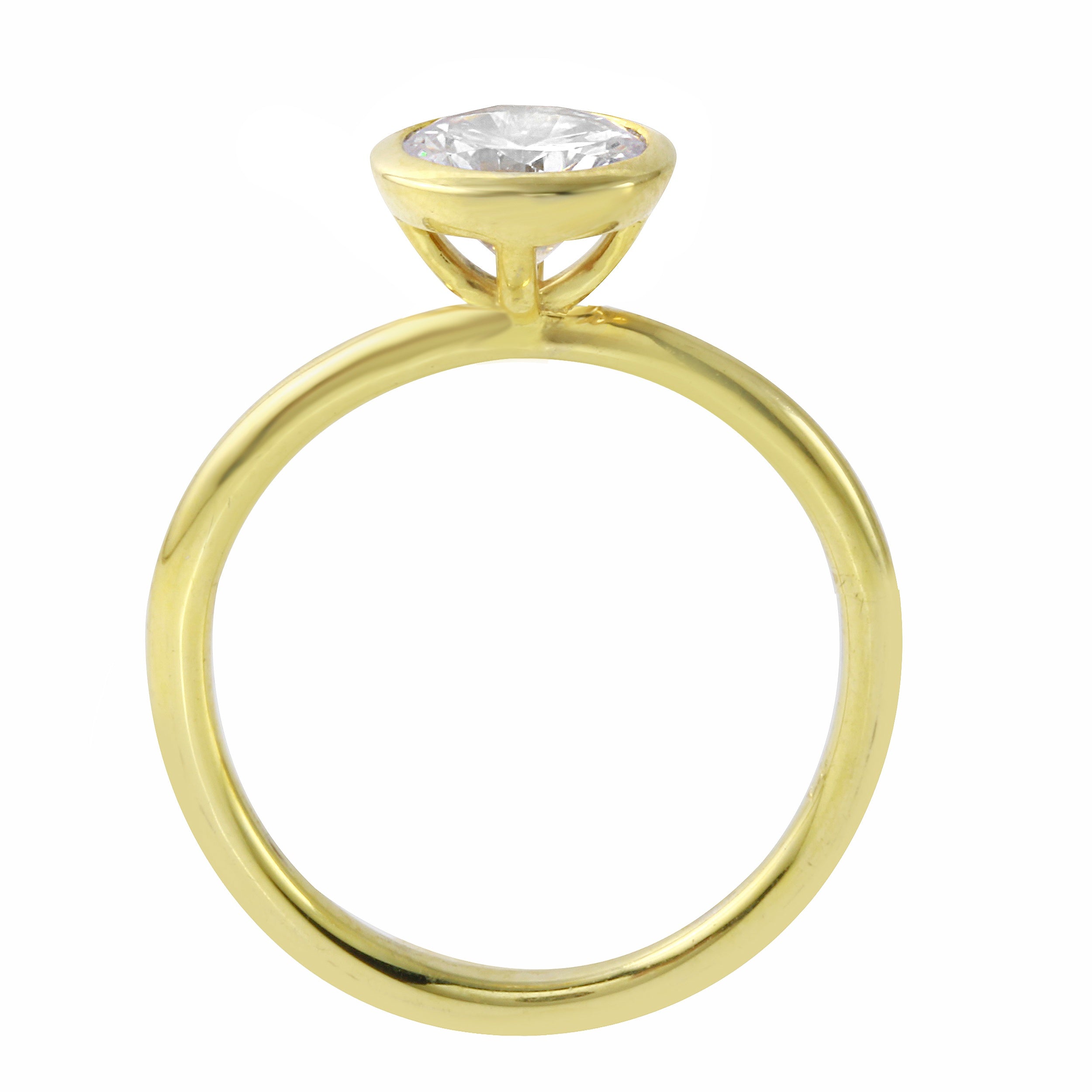 Round Brilliant-Cut Diamond Bezel Engagement Ring Setting-Engagement Ring-Ashley Schenkein Jewelry Design