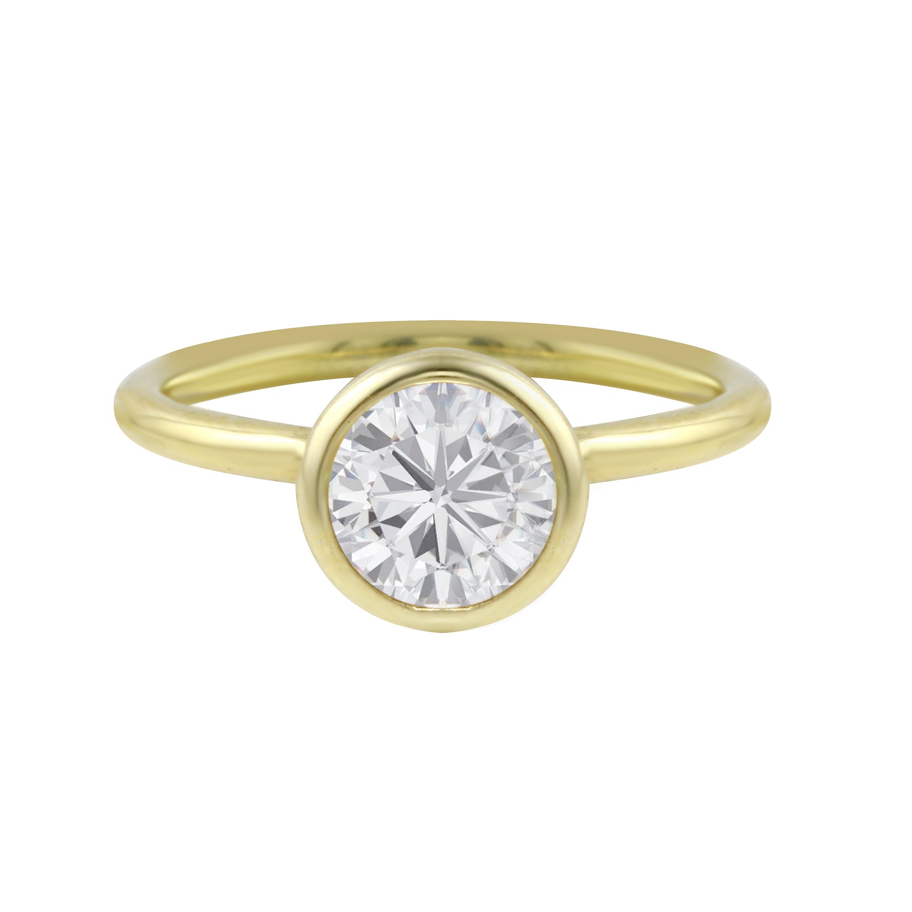 Round Brilliant-Cut Diamond Bezel Engagement Ring Setting-Engagement Ring-Ashley Schenkein Jewelry Design