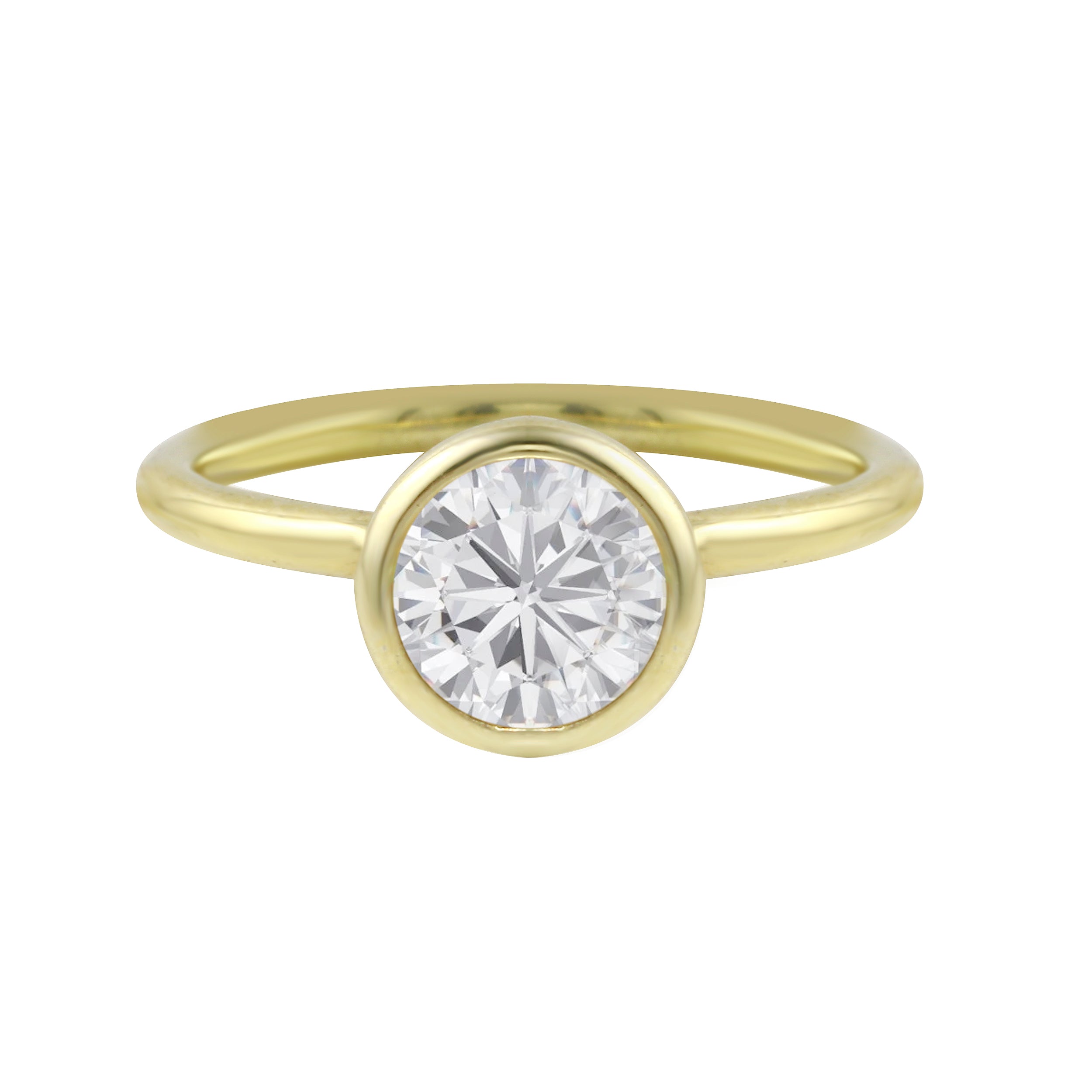 Round Brilliant-Cut Diamond Bezel Engagement Ring Setting-Engagement Ring-Ashley Schenkein Jewelry Design