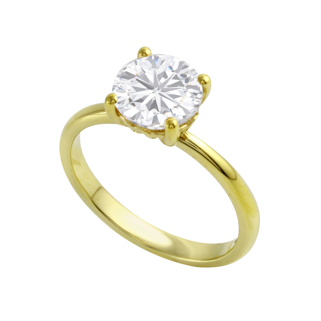 Round Brilliant-Cut Diamond Solitaire Tulip Basket Engagement Ring Setting-Engagement Ring-Ashley Schenkein Jewelry Design