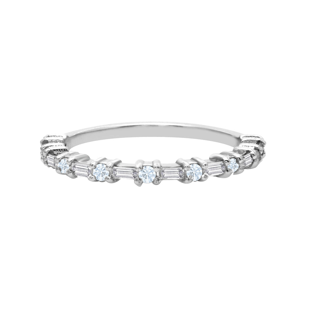 Round and Baguette Diamond Half Eternity Band-Wedding Band-Ashley Schenkein Jewelry Design