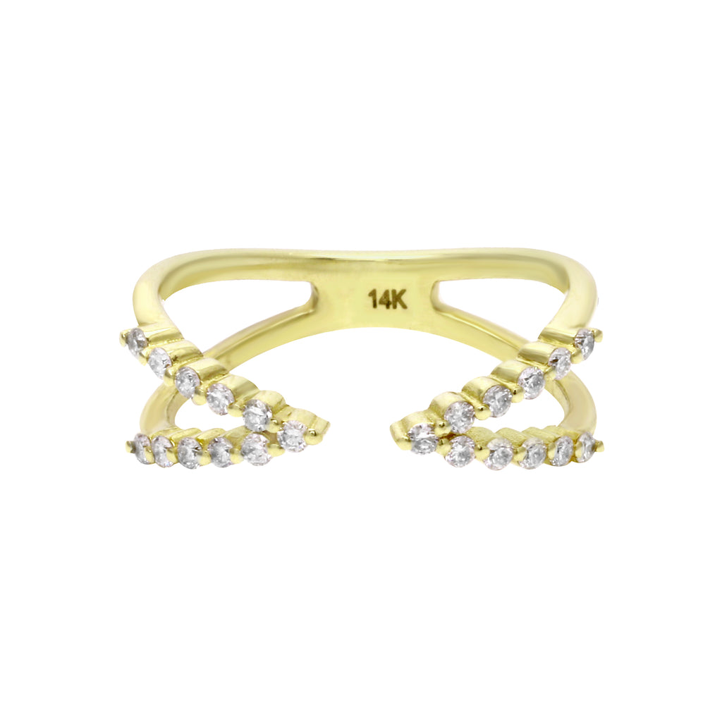 Diamond V Cuff Shaped Ring-Wedding Band-Ashley Schenkein Jewelry Design