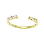 Baguette and Round Diamond Cuff Ring-Wedding Band-Ashley Schenkein Jewelry Design