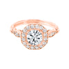 Round Diamond Squared Halo Vintage Inspired Engagement Ring-Engagement Ring-Ashley Schenkein Jewelry Design