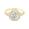 Round Diamond Squared Halo Vintage Inspired Engagement Ring-Engagement Ring-Ashley Schenkein Jewelry Design