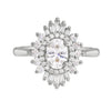 Baguette and Round Diamond Starburst Halo Engagement Ring-Engagement Ring-Ashley Schenkein Jewelry Design