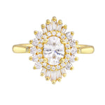 Baguette and Round Diamond Starburst Halo Engagement Ring-Engagement Ring-Ashley Schenkein Jewelry Design