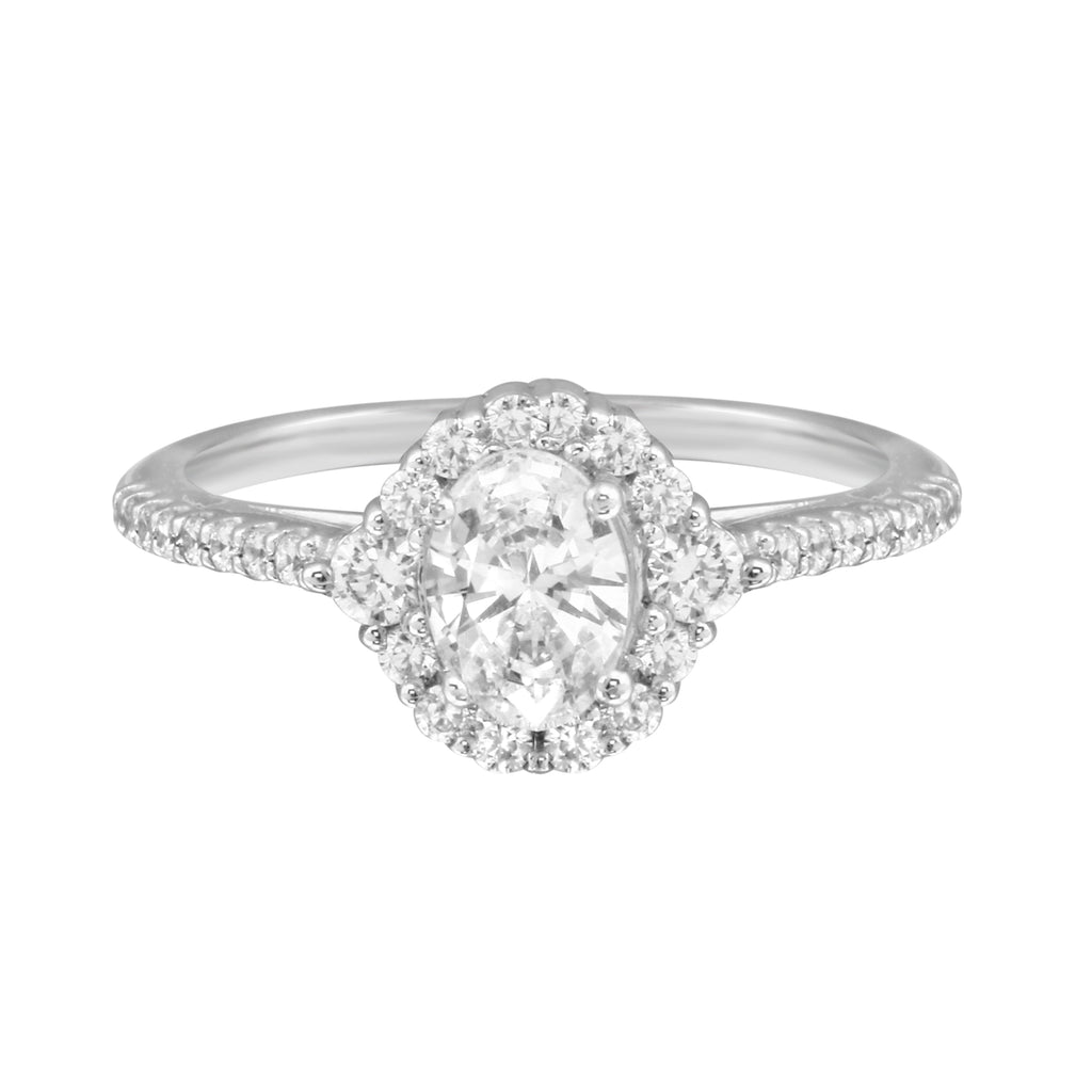 Oval Diamond Halo Engagement Ring-Engagement Ring-Ashley Schenkein Jewelry Design