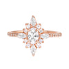 Oval Diamond and Starburst Flower Halo Engagement Ring-Engagement Ring-Ashley Schenkein Jewelry Design