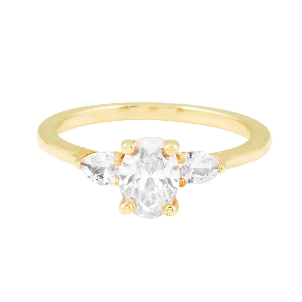 Solitaire and Pear Side Diamond Engagement Ring-Engagement Ring-Ashley Schenkein Jewelry Design