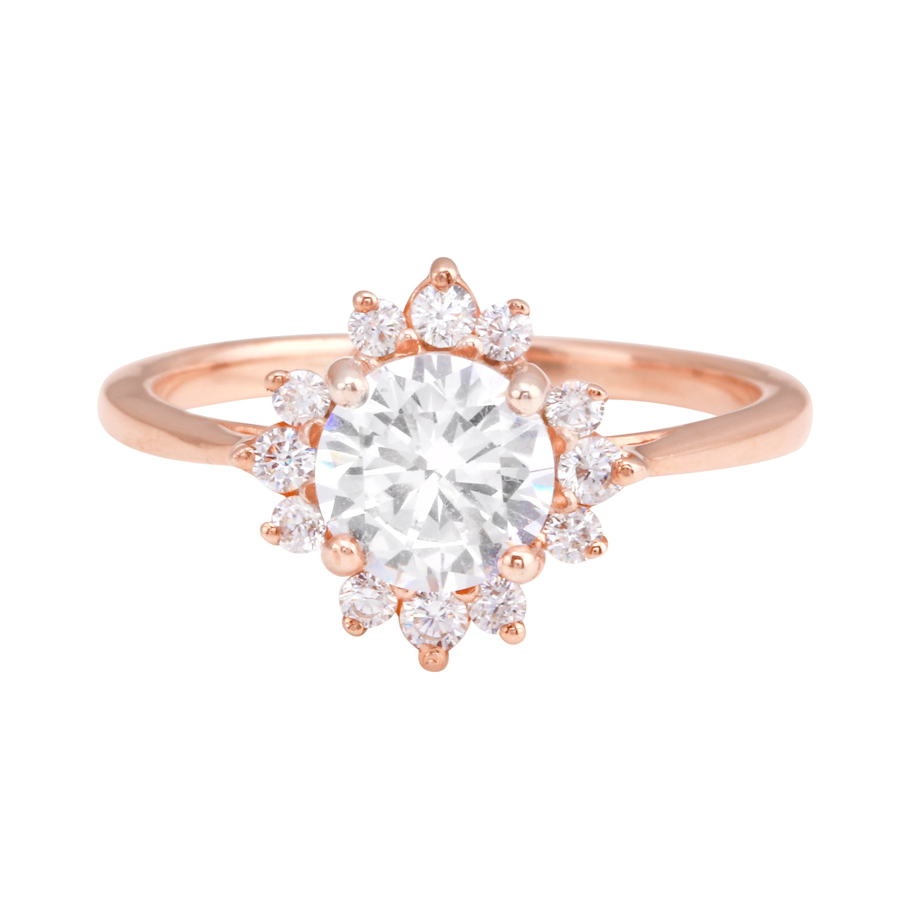 Round Diamond Sunburst Engagement Ring Setting-Engagement Ring-Ashley Schenkein Jewelry Design