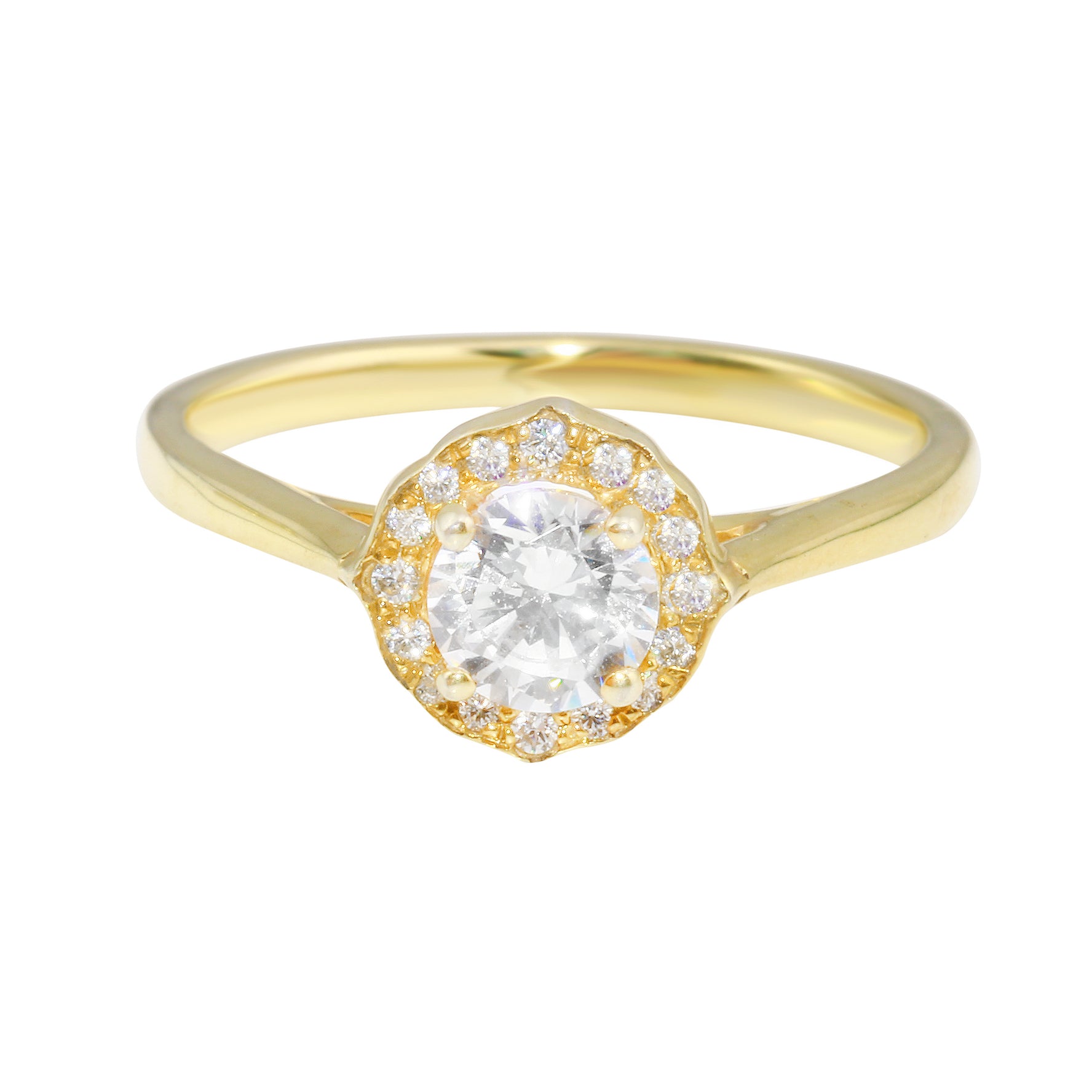 Round Diamond and Scalloped Halo Engagement Ring Setting-Engagement Ring-Ashley Schenkein Jewelry Design