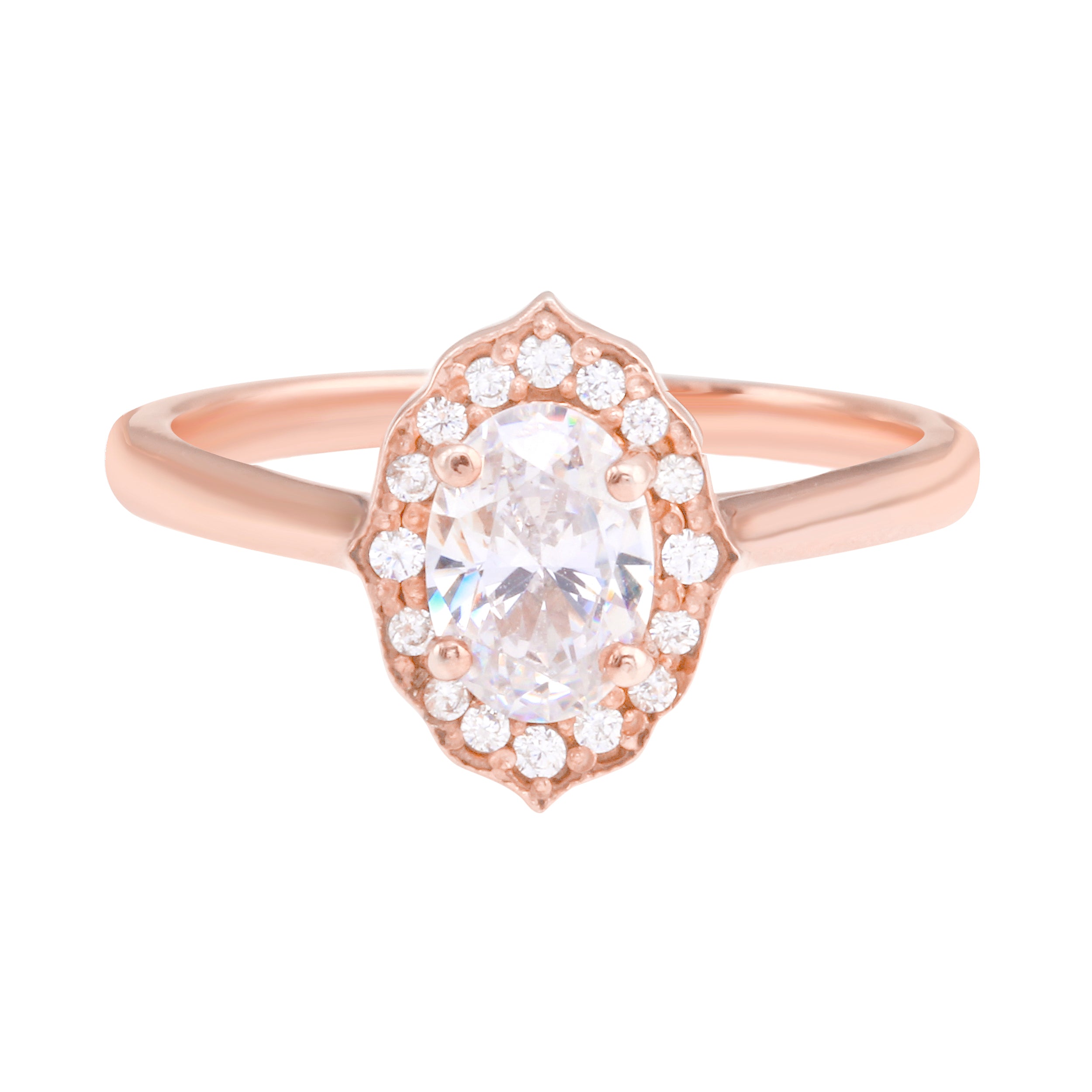 Oval Diamond and Scalloped Halo Engagement Ring Setting-Engagement Ring-Ashley Schenkein Jewelry Design
