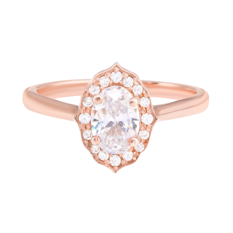 Oval Diamond and Scalloped Halo Engagement Ring-Engagement Ring-Ashley Schenkein Jewelry Design