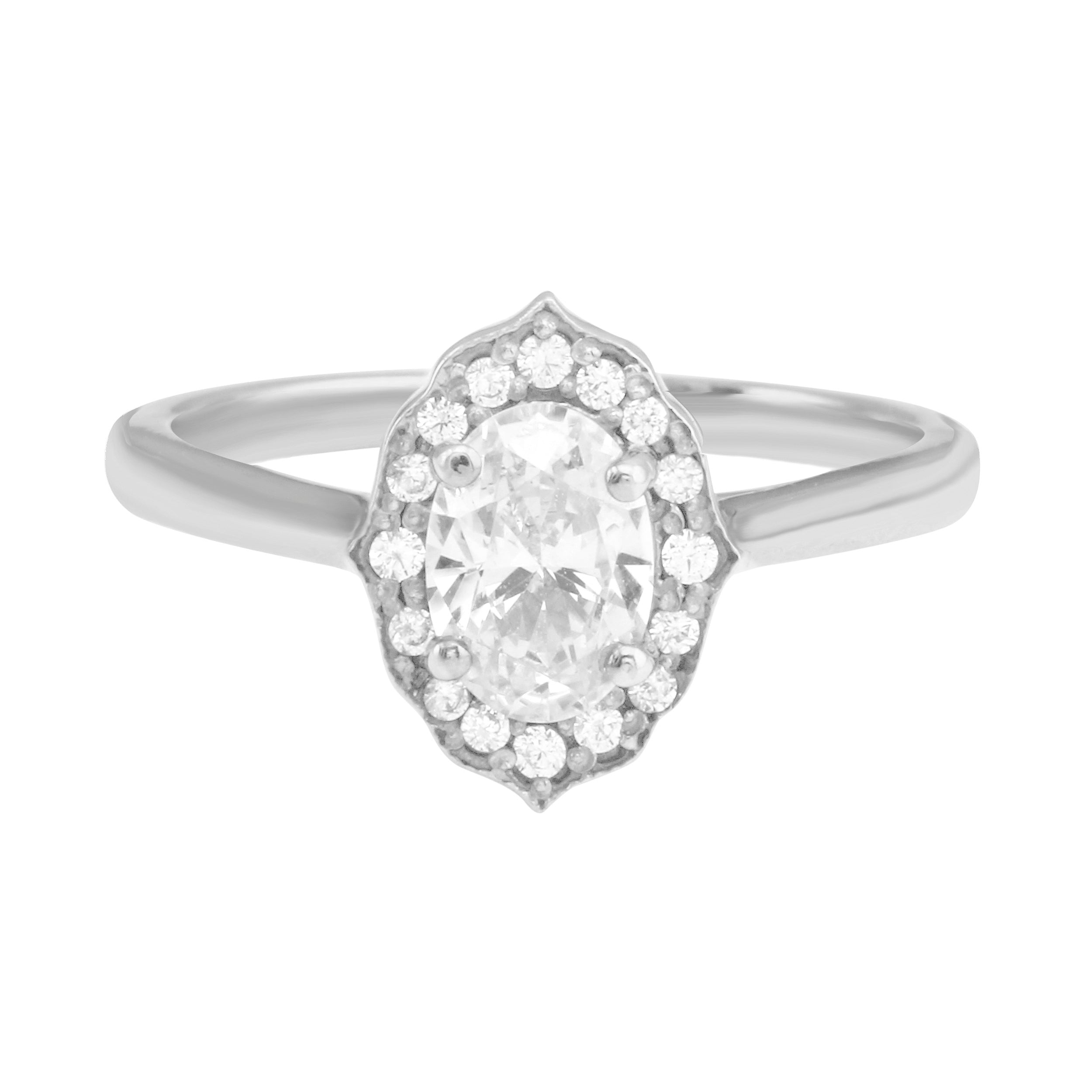 Oval Diamond and Scalloped Halo Engagement Ring Setting-Engagement Ring-Ashley Schenkein Jewelry Design