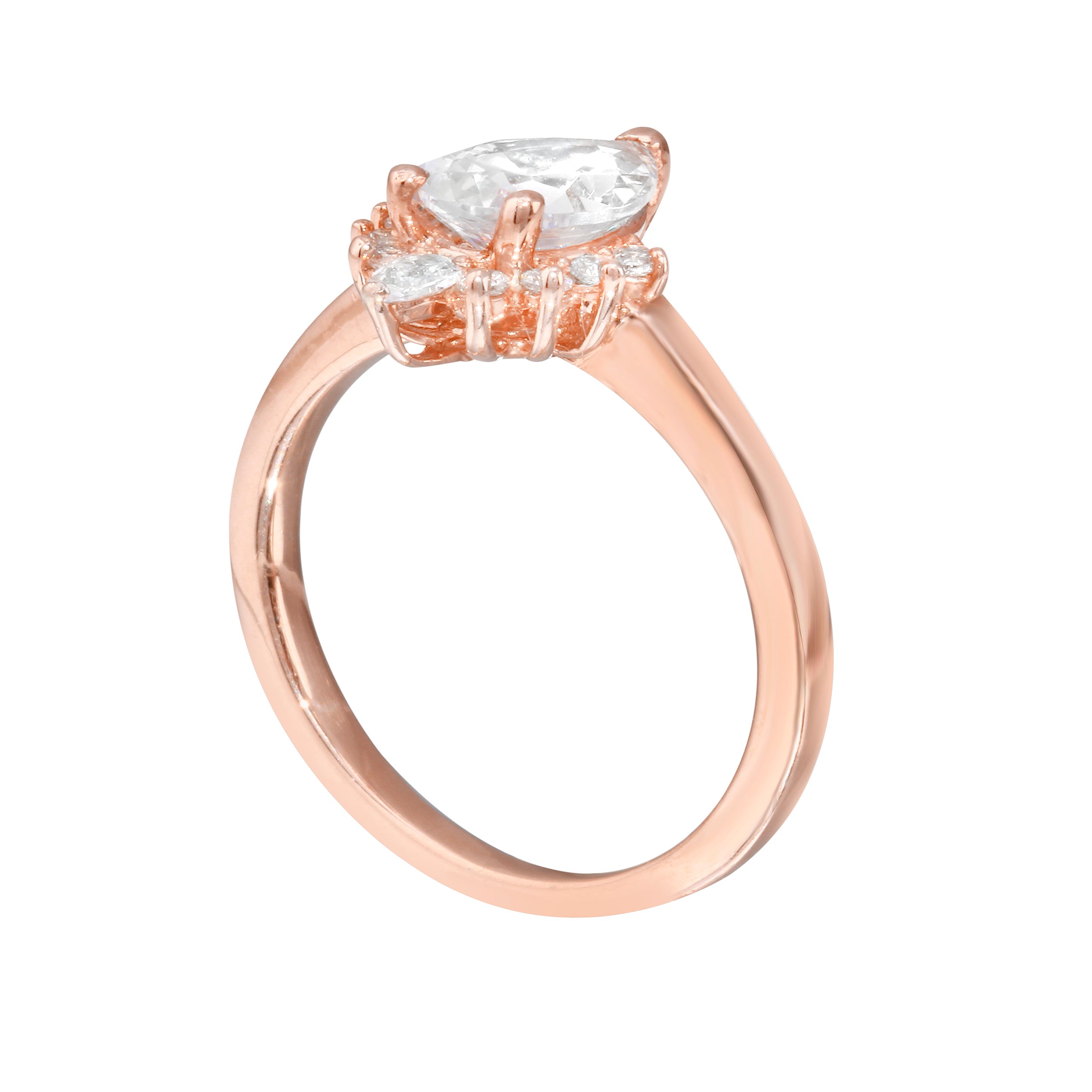 Pear Diamond Half Starburst Halo Engagement Ring Setting-Engagement Ring-Ashley Schenkein Jewelry Design