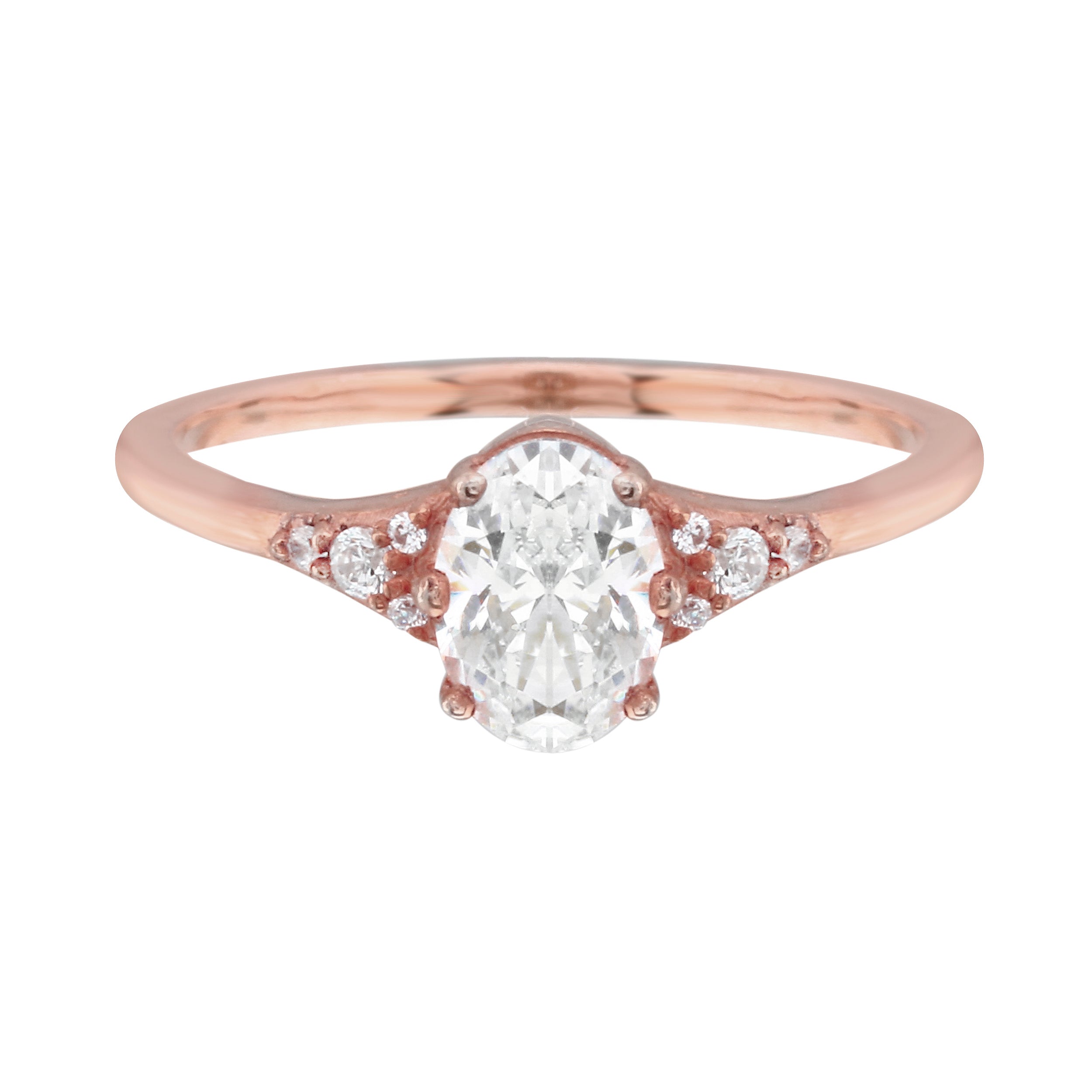 Oval Diamond and Tiny Pavé Side Stones Engagement Ring Setting-Engagement Ring-Ashley Schenkein Jewelry Design