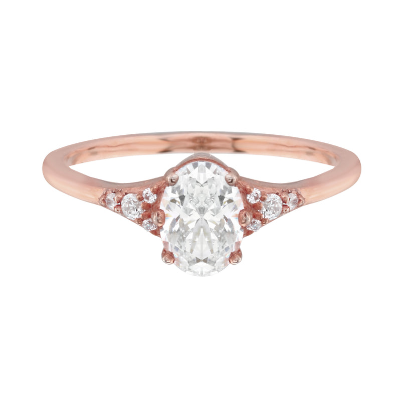 Oval Diamond and Tiny Pavé Side Stones Engagement Ring-Engagement Ring-Ashley Schenkein Jewelry Design