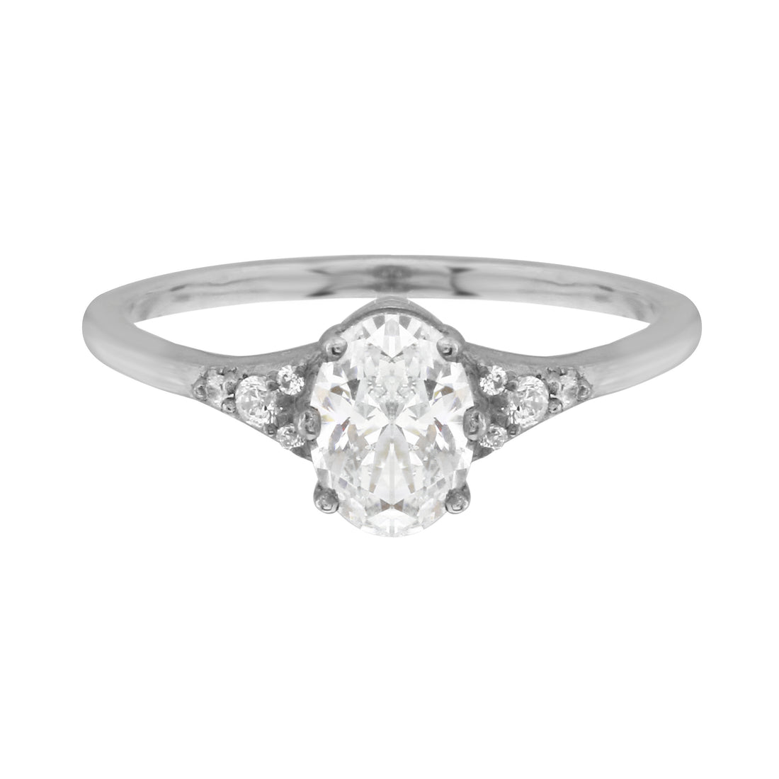 Oval Diamond and Tiny Pavé Side Stones Engagement Ring Setting-Engagement Ring-Ashley Schenkein Jewelry Design