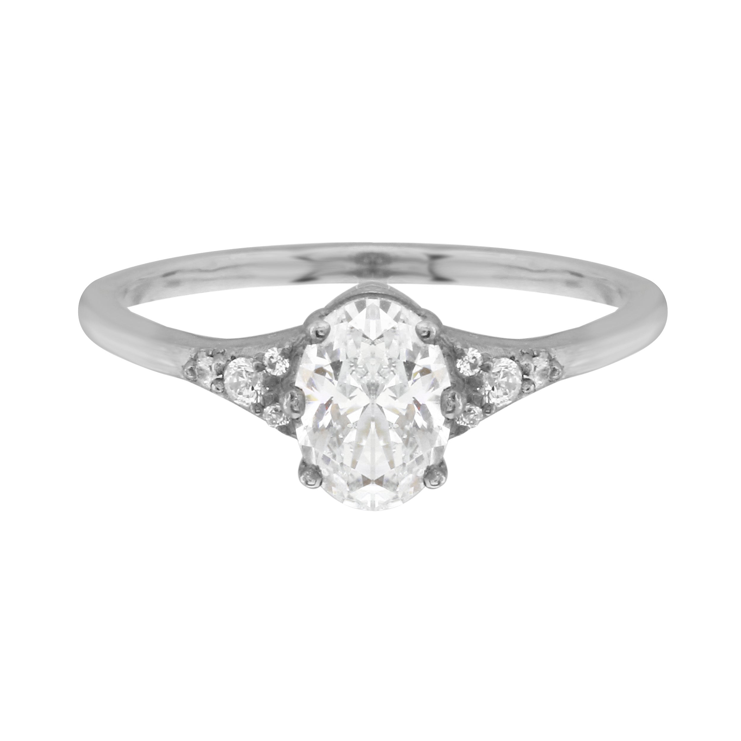 Oval Diamond and Tiny Pavé Side Stones Engagement Ring Setting-Engagement Ring-Ashley Schenkein Jewelry Design