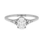 Oval Diamond and Tiny Pavé Side Stones Engagement Ring-Engagement Ring-Ashley Schenkein Jewelry Design