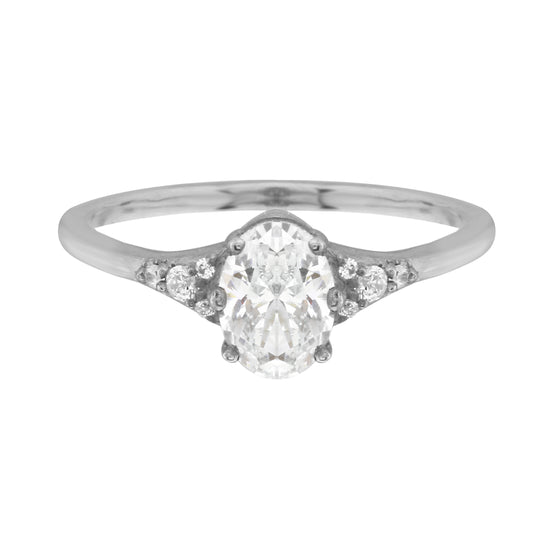 Oval Diamond and Tiny Pavé Side Stones Engagement Ring Setting-Engagement Ring-Ashley Schenkein Jewelry Design