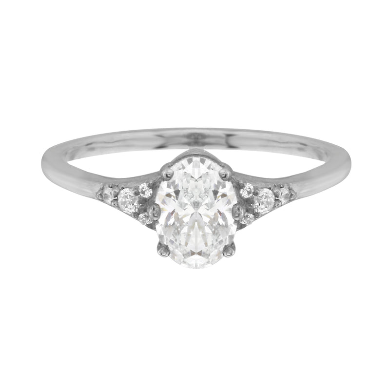 Oval Diamond and Tiny Pavé Side Stones Engagement Ring-Engagement Ring-Ashley Schenkein Jewelry Design