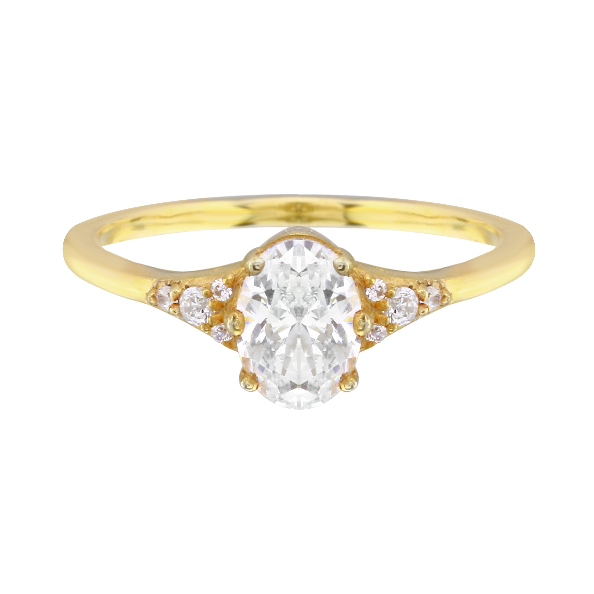 Oval Diamond and Tiny Pavé Side Stones Engagement Ring Setting-Engagement Ring-Ashley Schenkein Jewelry Design