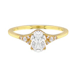 Oval Diamond and Tiny Pavé Side Stones Engagement Ring-Engagement Ring-Ashley Schenkein Jewelry Design