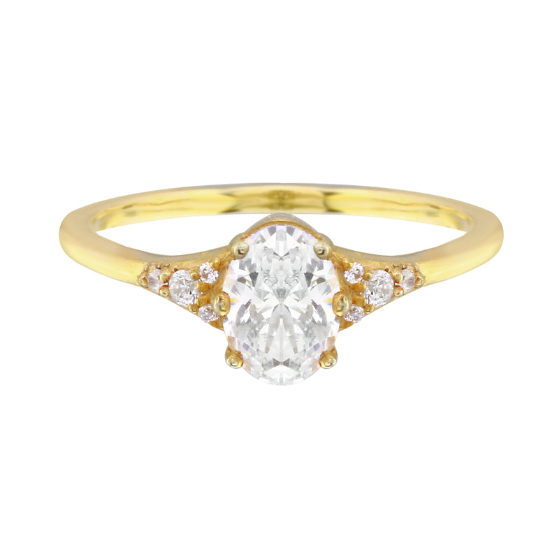 Oval Diamond and Tiny Pavé Side Stones Engagement Ring-Engagement Ring-Ashley Schenkein Jewelry Design