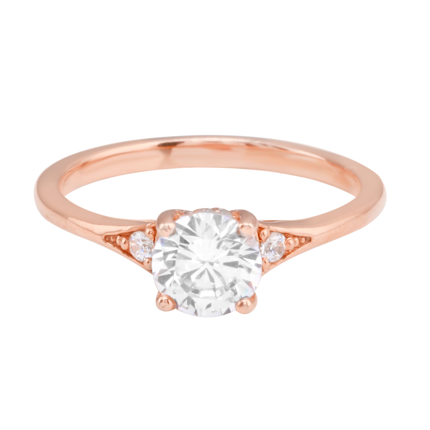 Round Diamond and Single Side Pavé Set Diamond Engagement Ring Setting-Engagement Ring-Ashley Schenkein Jewelry Design