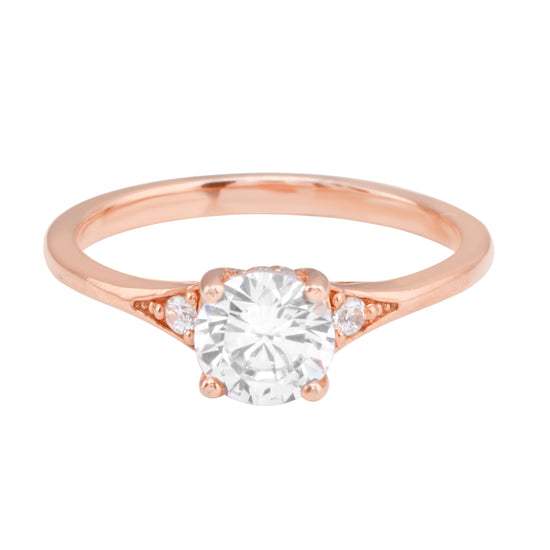 Round Diamond and Single Side Pavé Set Diamond Engagement Ring Setting-Engagement Ring-Ashley Schenkein Jewelry Design
