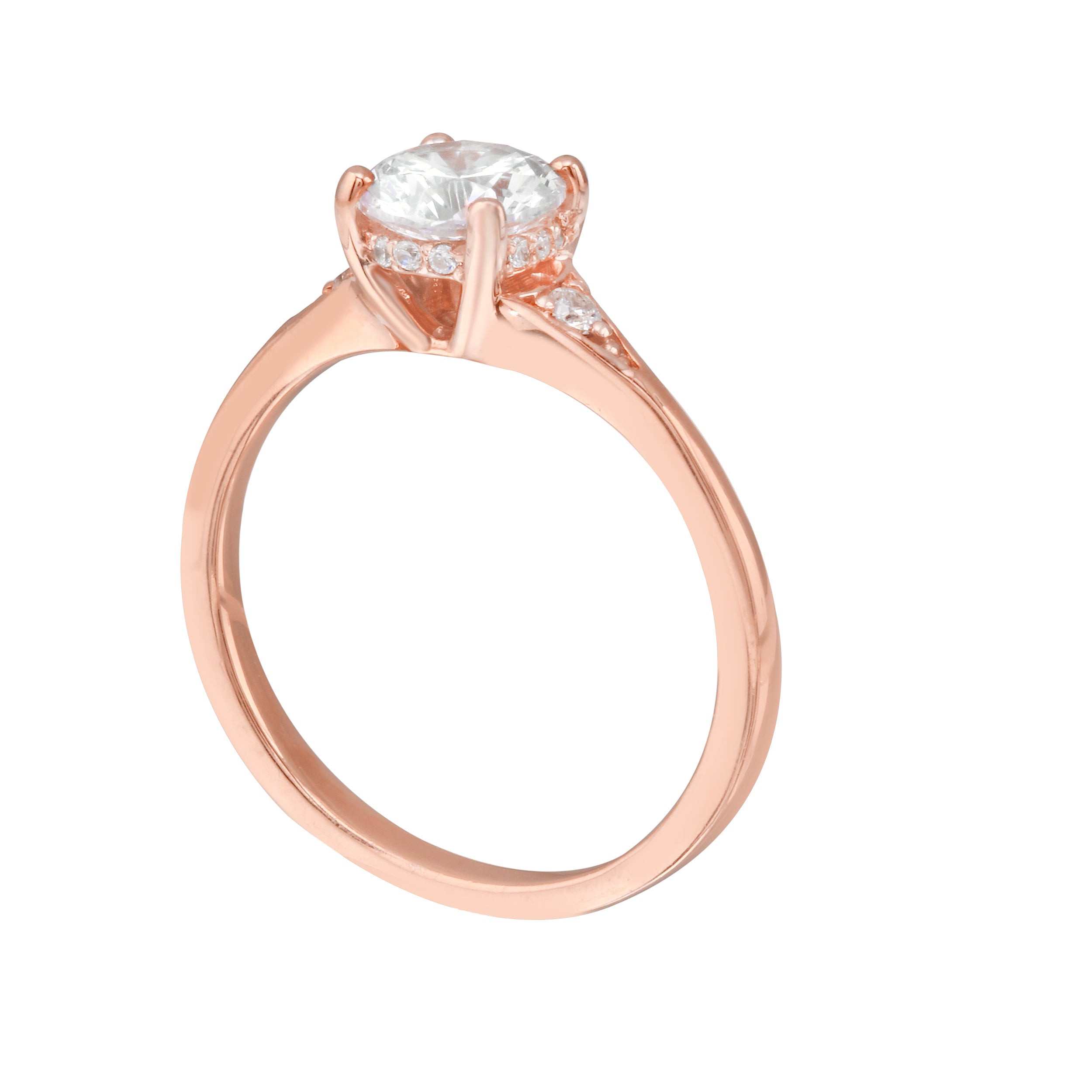 Round Diamond and Single Side Pavé Set Diamond Engagement Ring Setting-Engagement Ring-Ashley Schenkein Jewelry Design