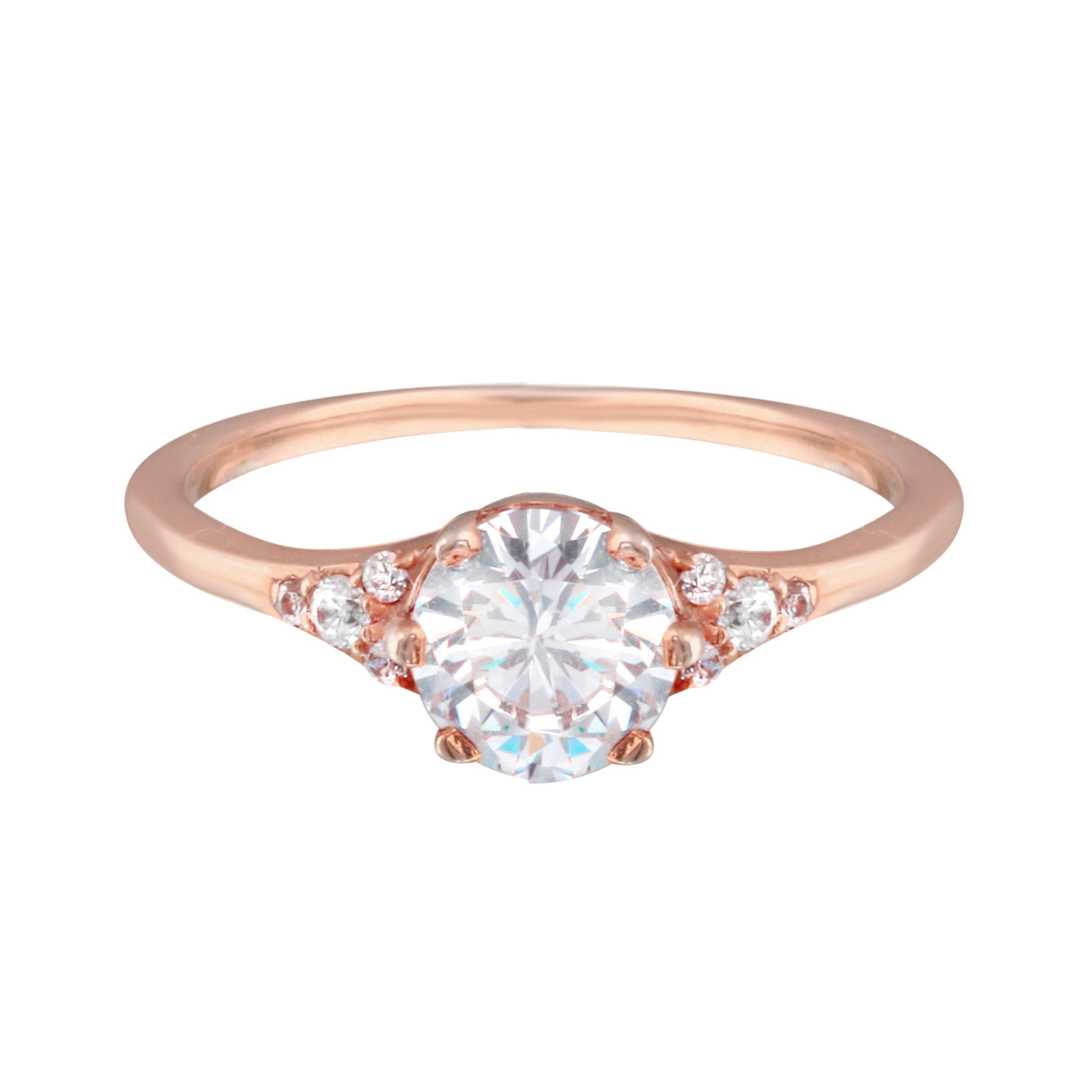 Round Diamond and Tiny Pavé Side Stones Engagement Ring Setting-Engagement Ring-Ashley Schenkein Jewelry Design