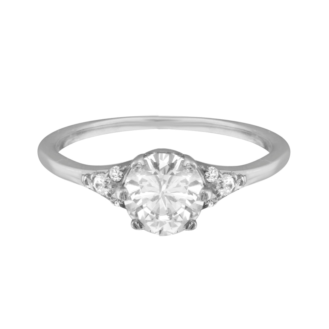 Round Diamond and Tiny Pavé Side Stones Engagement Ring Setting-Engagement Ring-Ashley Schenkein Jewelry Design