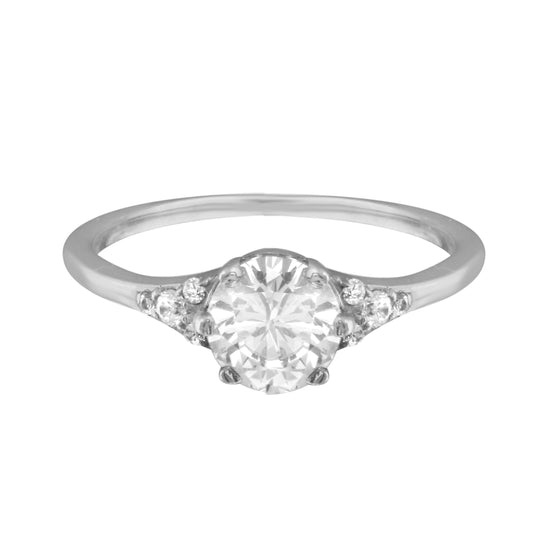 Round Diamond and Tiny Pavé Side Stones Engagement Ring Setting-Engagement Ring-Ashley Schenkein Jewelry Design