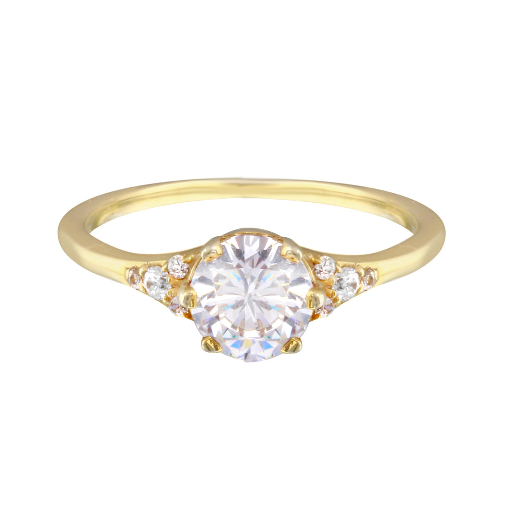 Round Diamond and Tiny Pavé Side Stones Engagement Ring-Engagement Ring-Ashley Schenkein Jewelry Design