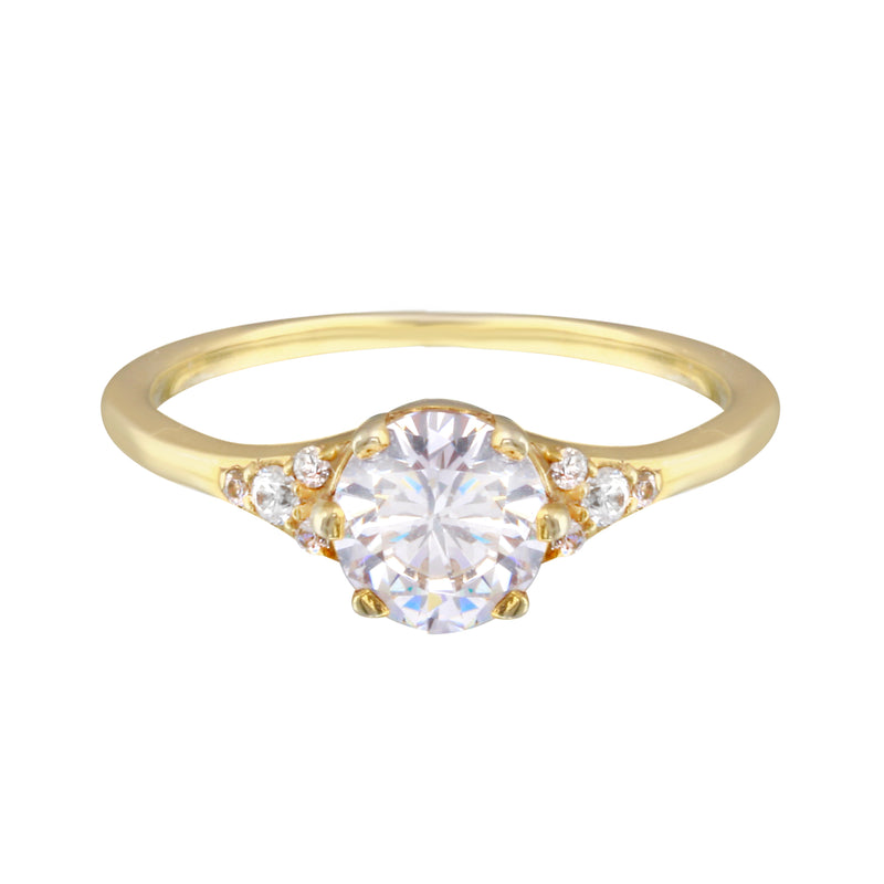 Round Diamond and Tiny Pavé Side Stones Engagement Ring-Engagement Ring-Ashley Schenkein Jewelry Design