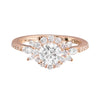 Round Diamond and Floral Halo Engagement Ring-Engagement Ring-Ashley Schenkein Jewelry Design