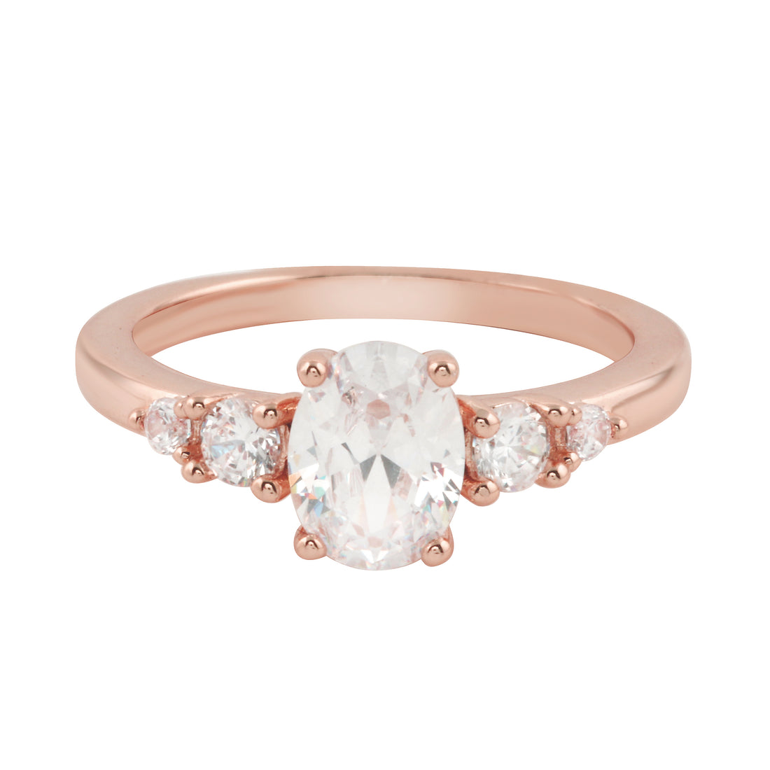 Oval and Round Diamond Five Stone Graduated Engagement Ring Setting-Engagement Ring-Ashley Schenkein Jewelry Design