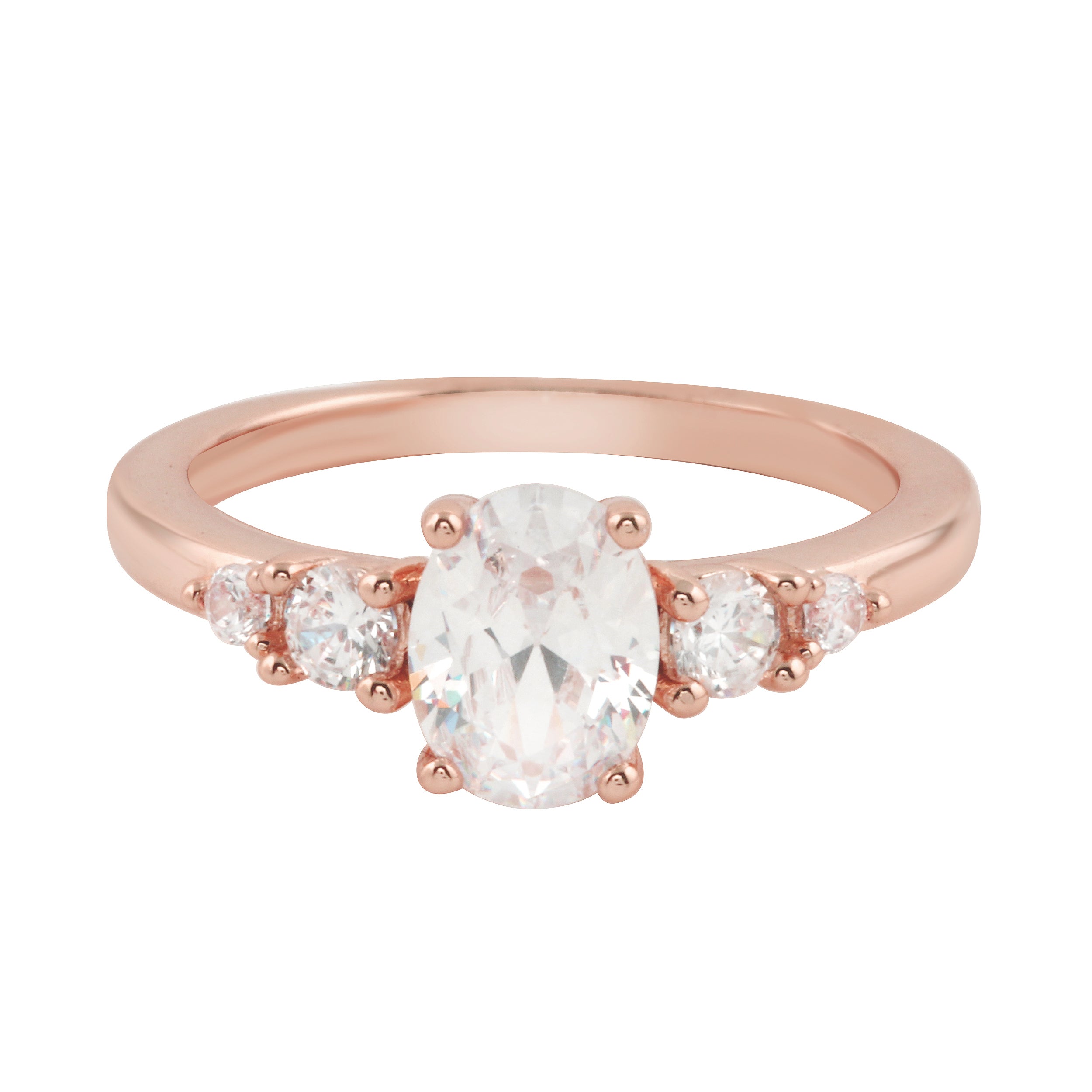 Oval and Round Diamond Five Stone Graduated Engagement Ring Setting-Engagement Ring-Ashley Schenkein Jewelry Design