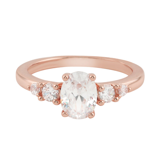 Oval and Round Diamond Five Stone Graduated Engagement Ring Setting-Engagement Ring-Ashley Schenkein Jewelry Design