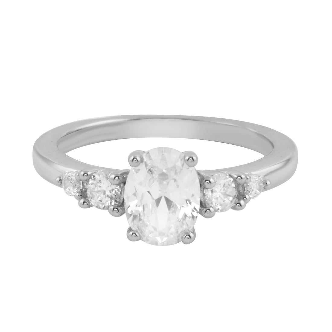 Oval and Round Diamond Five Stone Graduated Engagement Ring Setting-Engagement Ring-Ashley Schenkein Jewelry Design